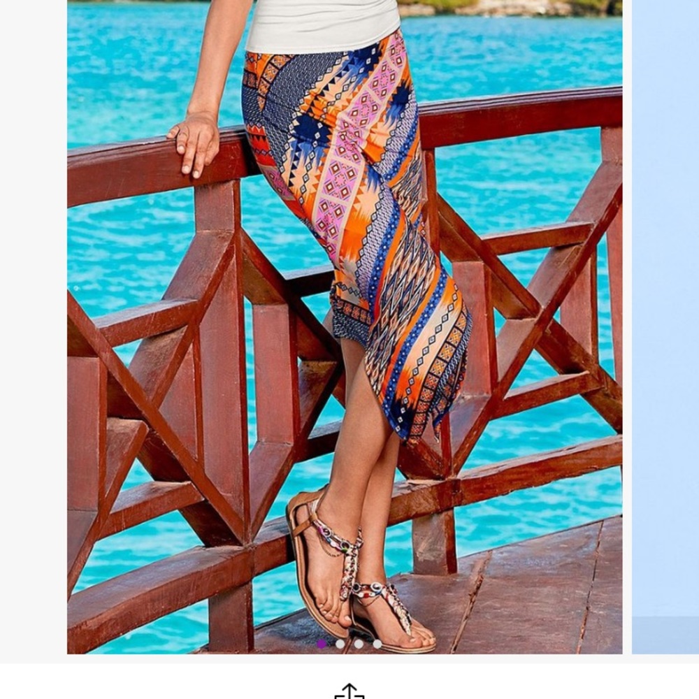 Venus Tribal Printed Stretch Jersey Asymmetrical Hem Skirt Size XS NWOT